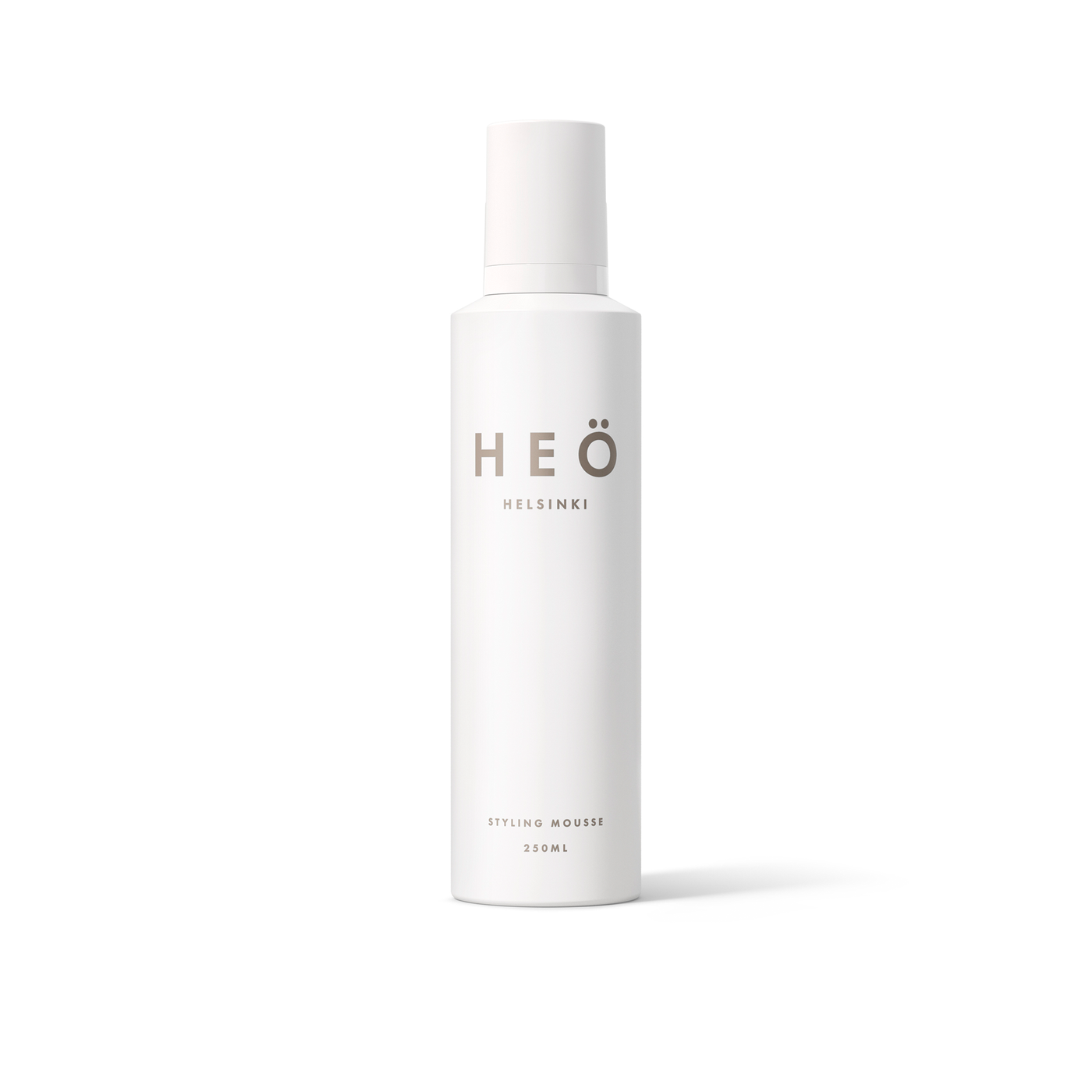 HEÖ Helsinki, hair product, bottle front,  HEÖ Styling Mousse, is an ideal product when you need volume and hold with a soft touch